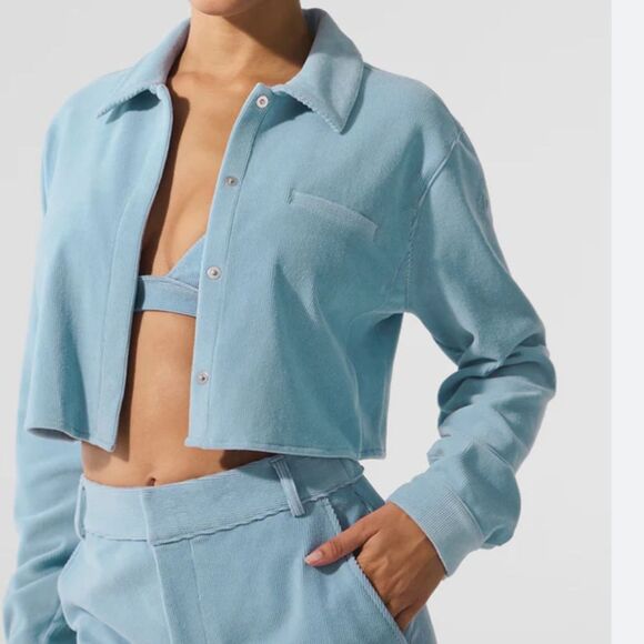 ALO Yoga Tops - ALO Micro Corduroy Cropped Dreamer Button Down